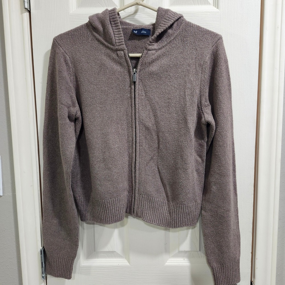Gap Womens Knit Zip Up Hoodie Sweater Taupe Brown XS 820726-02-1 NWT
